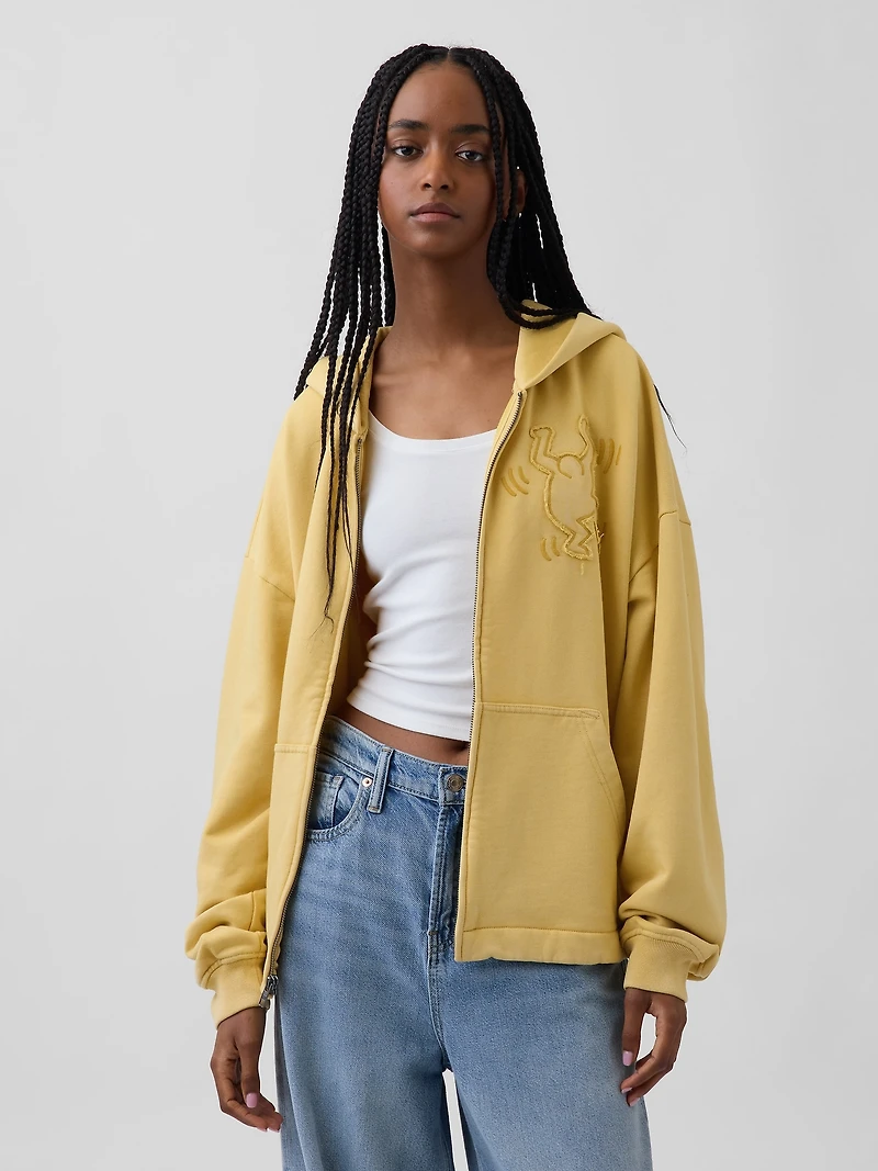 Keith Haring Heavyweight Crop Zip Hoodie