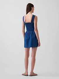 Pintuck Drop-Waist Mini Dress