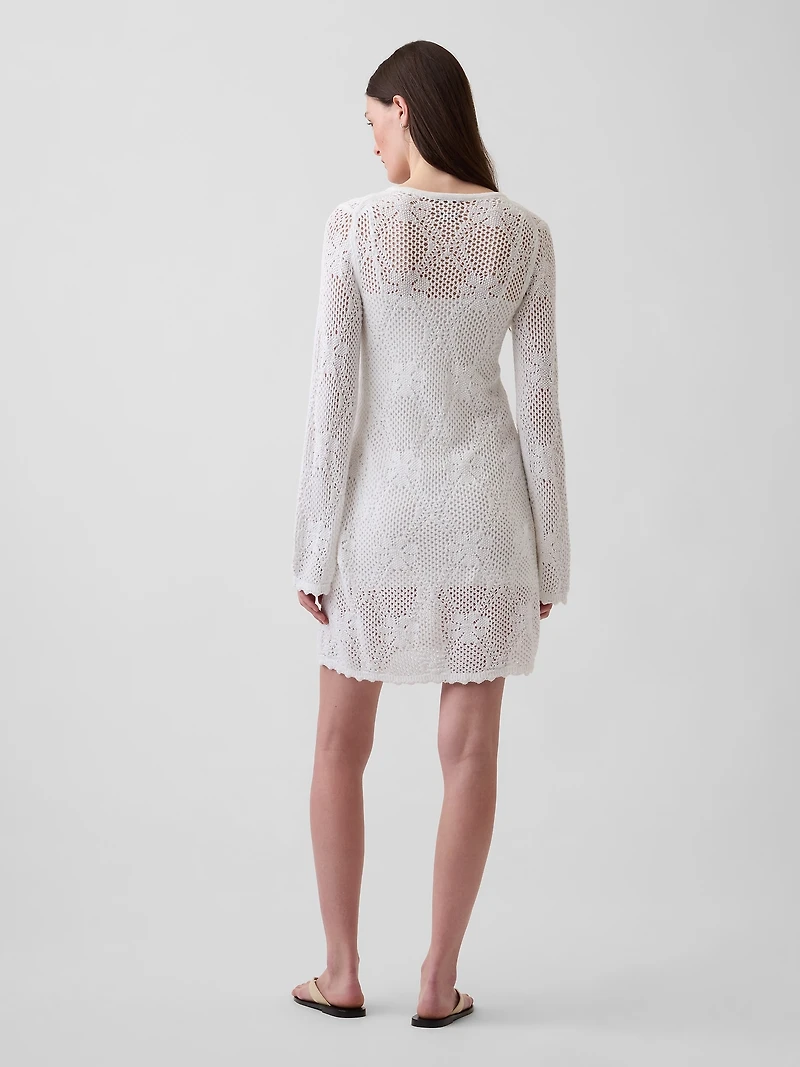 Pointelle Mini Sweater Dress