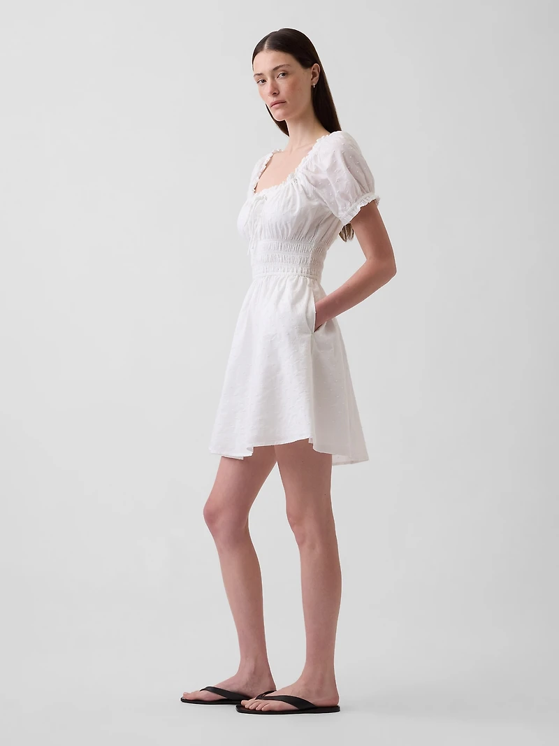 Smocked-Waist Mini Dress