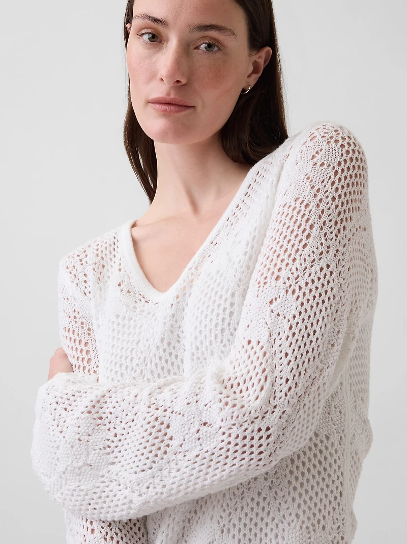 Pointelle Mini Sweater Dress