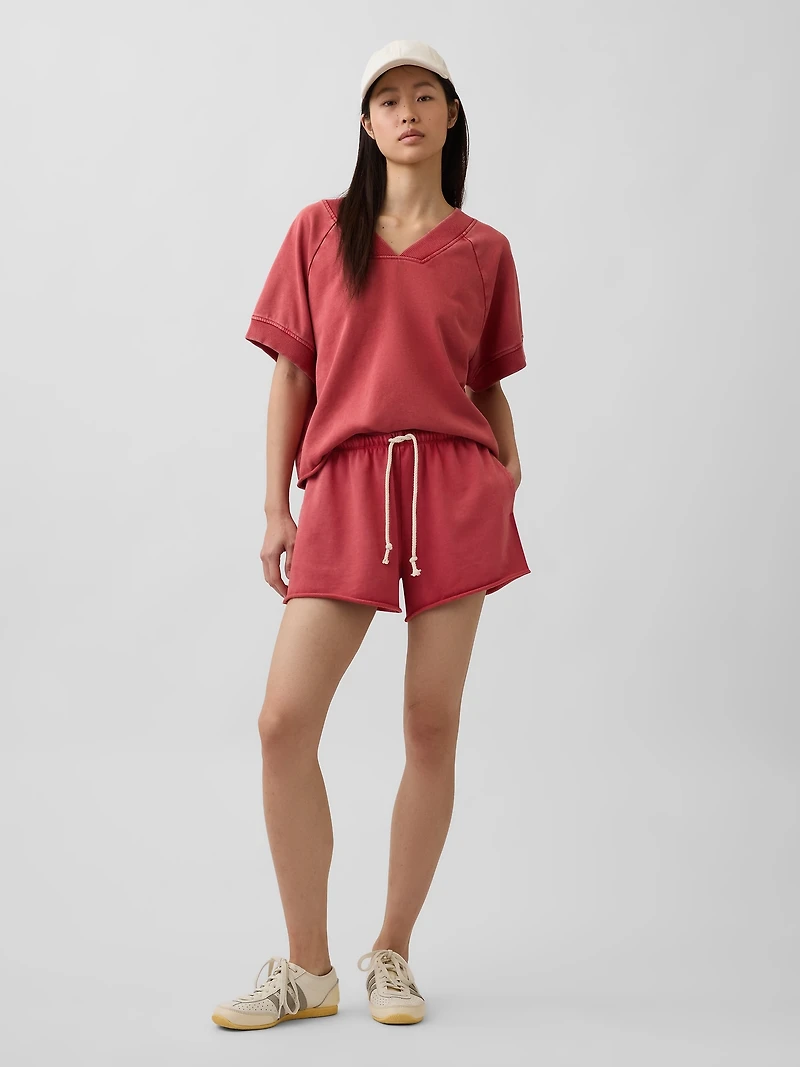French Terry Oversized V-Neck Sweatshirt