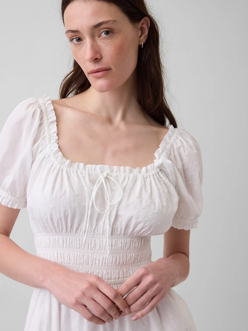 Smocked-Waist Mini Dress