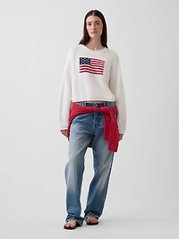 Crochet Oversized Americana Crop Sweater