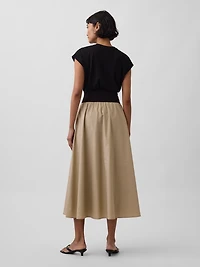 Mixed Media Drop-Waist Midi Dress