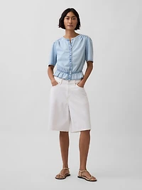 Denim Peplum Crop Top