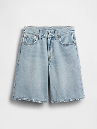 Kids Mid Rise Longline Denim Shorts