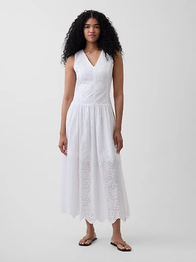 Eyelet Drop-Waist Maxi Dress