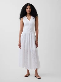 Eyelet Drop-Waist Maxi Dress