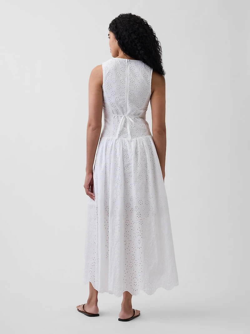 Eyelet Drop-Waist Maxi Dress