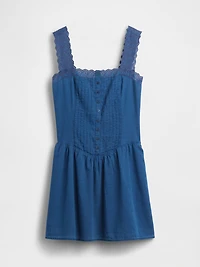 Pintuck Drop-Waist Mini Dress