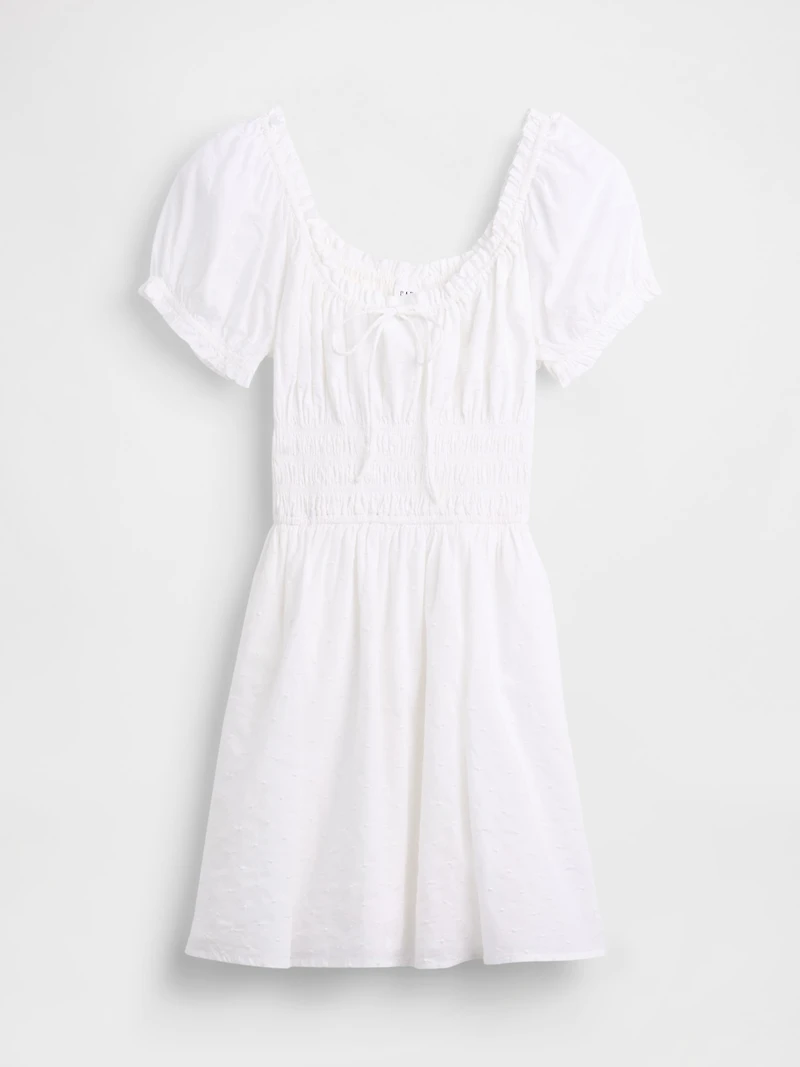 Smocked-Waist Mini Dress