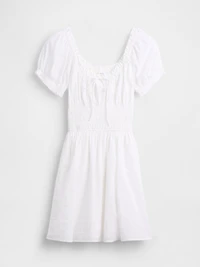 Smocked-Waist Mini Dress