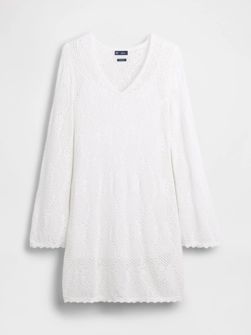 Pointelle Mini Sweater Dress