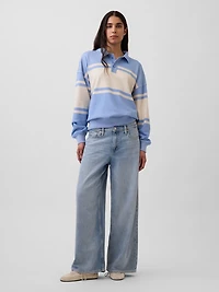French Terry Oversized Polo Sweatshirt