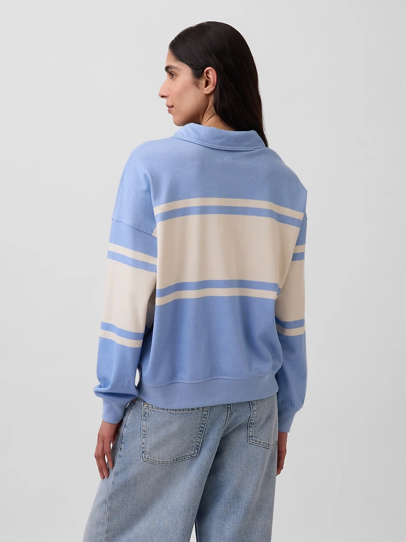 French Terry Oversized Polo Sweatshirt