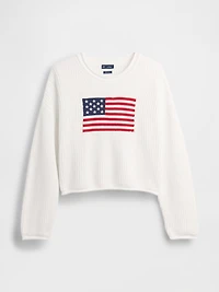Crochet Oversized Americana Crop Sweater