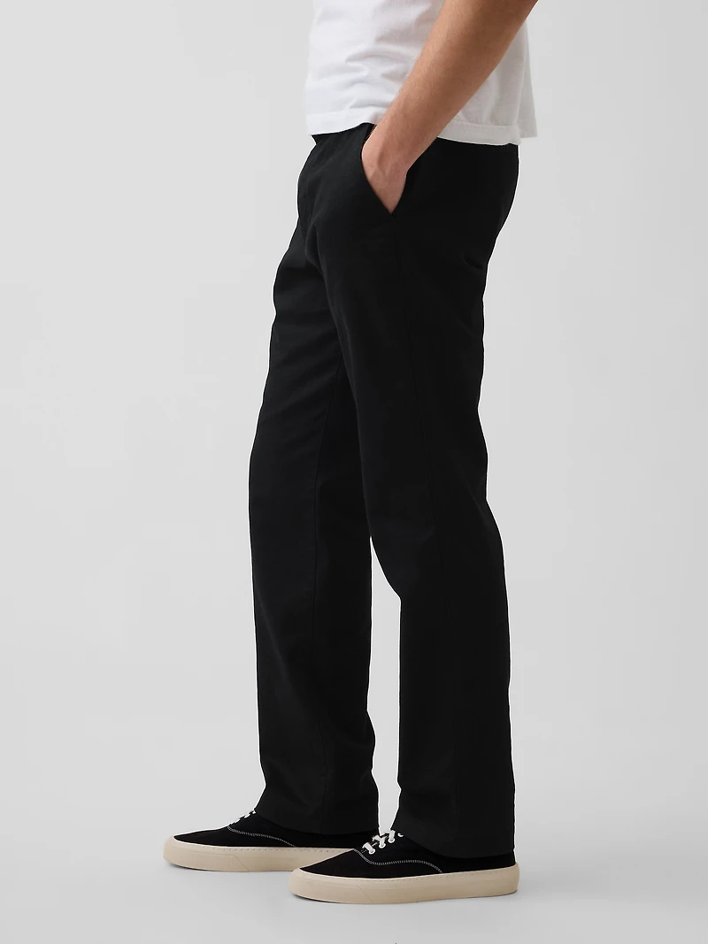 Linen-Cotton Relaxed Straight Trousers