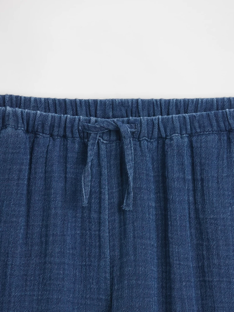 Kids Cotton Gauze Relaxed Wide-Leg Pants