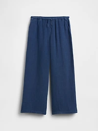 Kids Cotton Gauze Relaxed Wide-Leg Pants