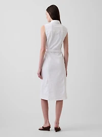 Denim Tie-Belt Midi Dress