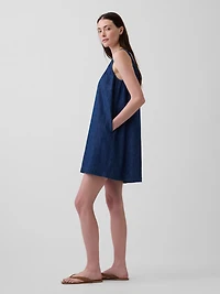 Scoop Neck Button-Front Mini Dress