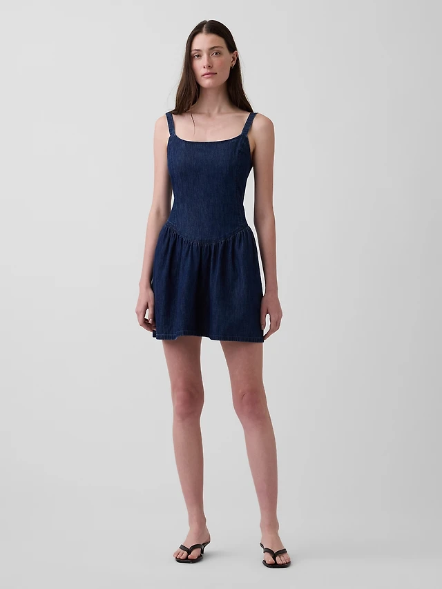 maeve smocked rosette drop-waist mini dress Maeve Smocked Rosette Drop Waist Mini Dress