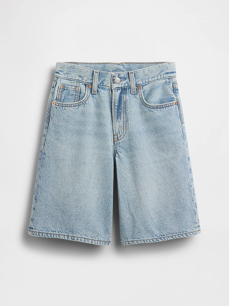 Kids Mid Rise Longline Denim Shorts