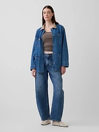 Corduroy-Collar Denim Barn Jacket