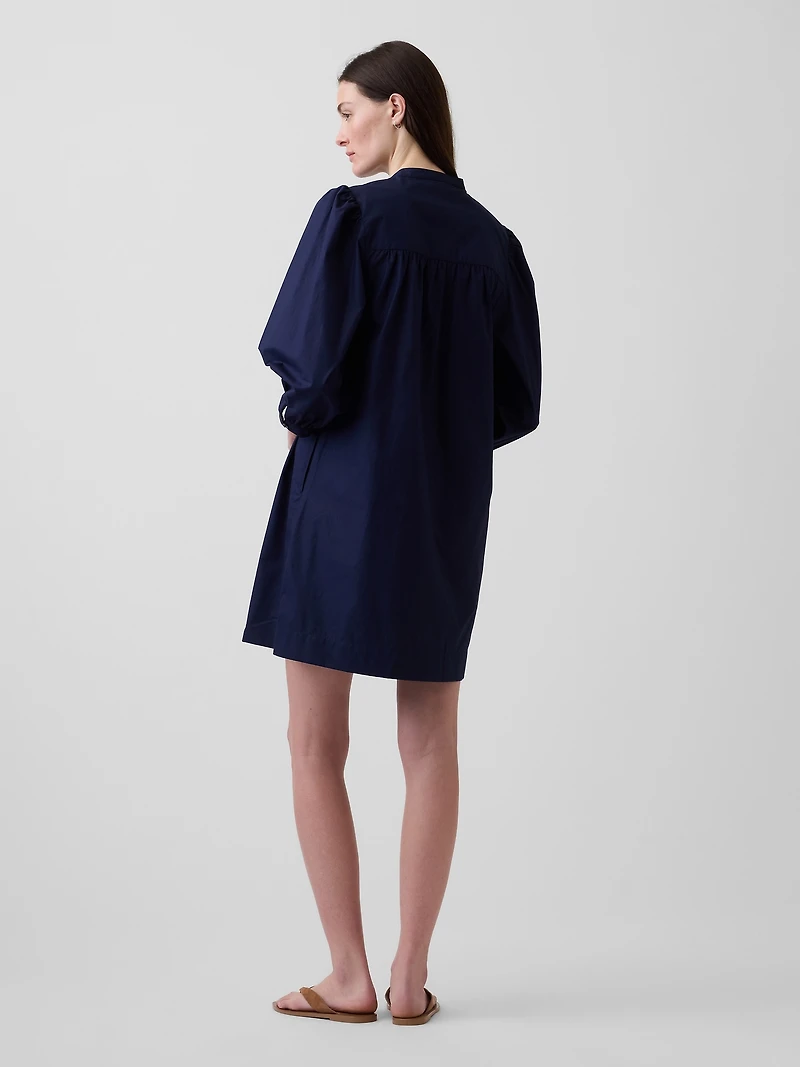 Poplin Henley Mini Dress