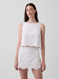 Eyelet Crop Shell Tank Top