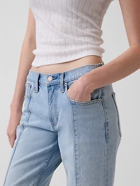 Mid Rise Seamed Straight Jeans