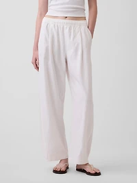 Linen-Blend Easy Barrel Pants