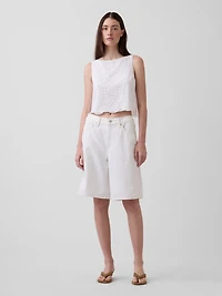 Eyelet Crop Shell Tank Top