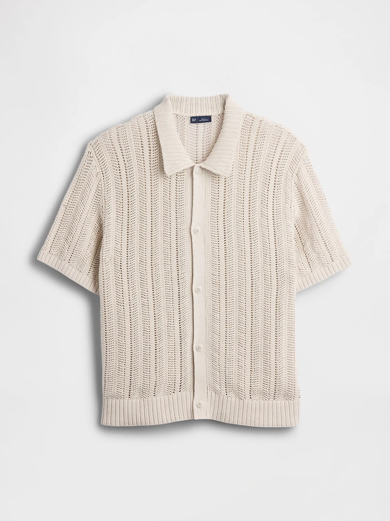 Herringbone Crochet Sweater Shirt