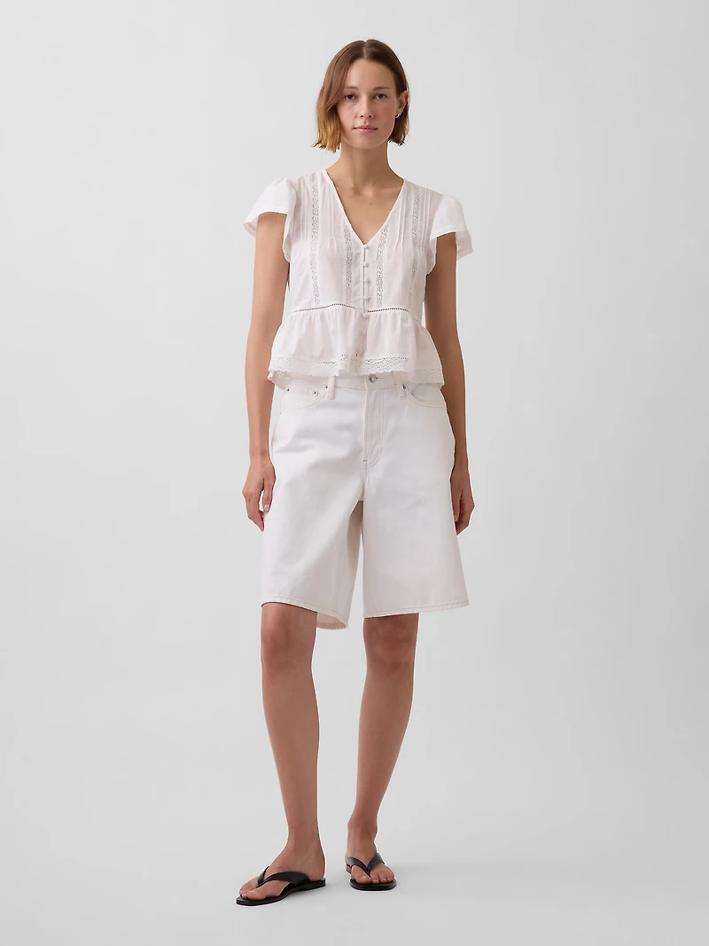 Lace Voile Peplum Crop Top