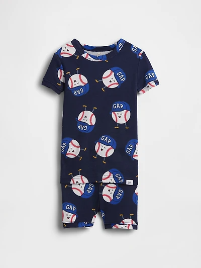 Baby & Toddler Organic Brushed Cotton Baseball PJ Shorts Set