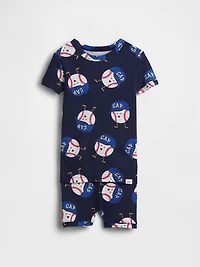Baby & Toddler Organic Brushed Cotton Baseball PJ Shorts Set