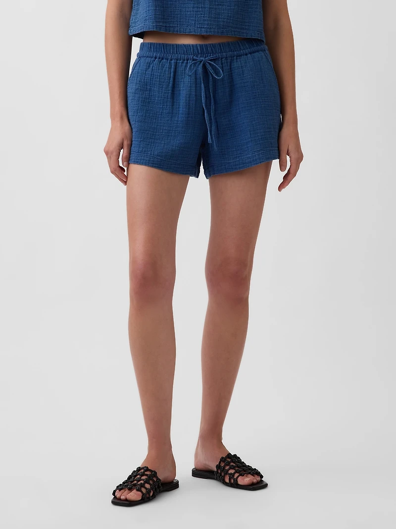 Cotton Gauze Denim Easy Shorts