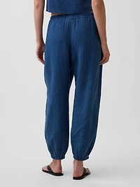 Cotton Gauze Denim Easy Barrel Joggers