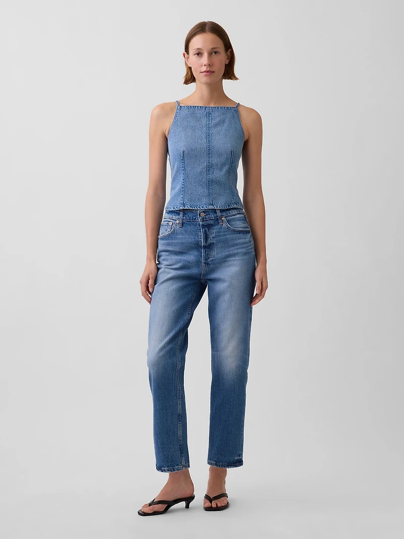 UltraSoft Denim Seamed Square Neck Top