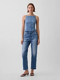 UltraSoft Denim Seamed Square Neck Top