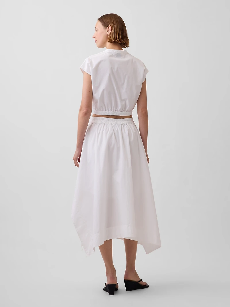 Poplin Handkerchief Midi Skirt