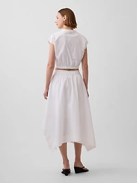 Poplin Handkerchief Midi Skirt