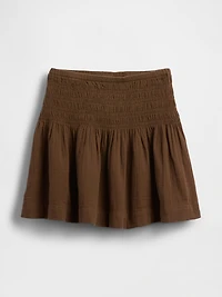Cotton Gauze Smocked Waist Mini Skort