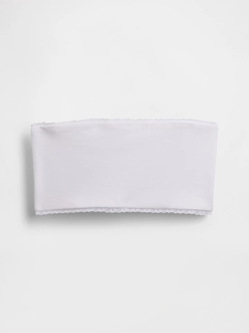 Organic Stretch Cotton Lace-Trim Bandeau Bralette