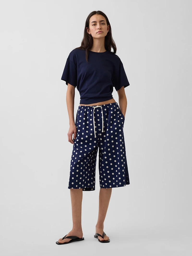 Linen-Blend Relaxed Easy Culotte Pants