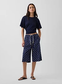 Linen-Blend Relaxed Easy Culotte Pants