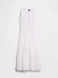 Lace-Trim Tiered Midi Shirtdress