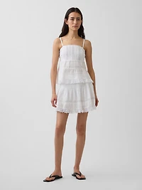 Pintuck Lace-Trim Easy Mini Skirt